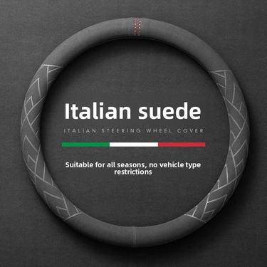 New Car Steering Wheel Cover Suede Leather Anti-Slip All-Season Sweat-Absorbent Breathable Unisex Mesh_autovado.com