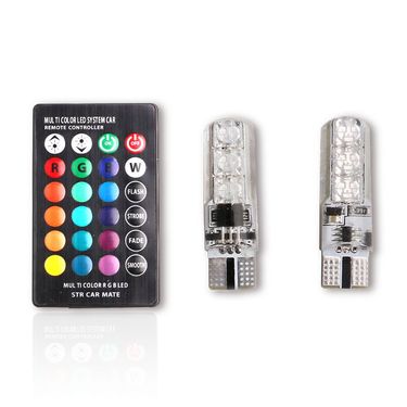 Automotive LED wide light bright silicone 5050-6SMD wireless remote control RGB colorful flash T10 small Lamp licence plate_autovado.com