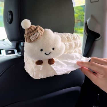 Cloud Puff Grid Box Seat Front And Rear Drawn Paper Hanging Car Tissue Bag Female Cute_autovado.com