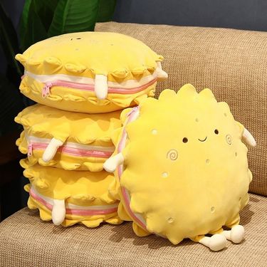 Cute Cartoon Biscuit Pillow Dual-purpose Air Conditioner, Sofa Cushion, Office Nap Blanket, Folding Car Blanket_autovado.com
