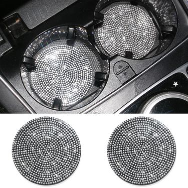 Car Mounted Diamond, Water Mat With Diamond Inlay, Soft Rubber Car Cup Mat, Universal For Vehicle Models_autovado.com