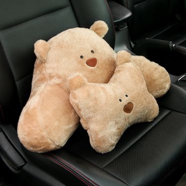 Car headrest car neck pillow female creative cartoon cute plush pillow car seat bear waist pillow_autovado.com