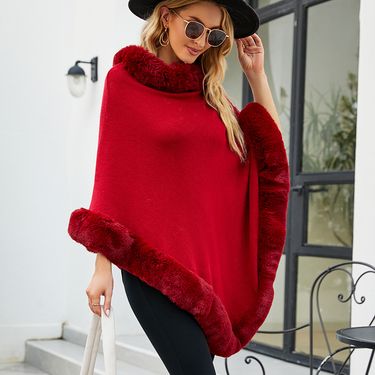 Women's Clothing 2023 autumn and winter new women's clothing shawl tassel cape fur collar pullover sweater women_autovado.com