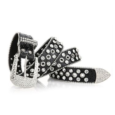 HOT Goth Women PU Leather Straps Rhinestones Belts Cowgirl Y2K Girls Fashion Belt for Jeans Men_autovado.com