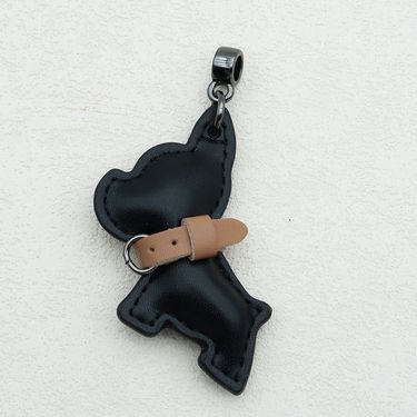 Handmade Genuine Leather Puppy Keychain Anti Lost Lanyard Pendant French Fighting Dog Car Keychain Braided Rope Keychain_autovado.com