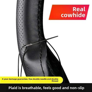 Hand Sewn Made Of Leather, Sweat Wicking, Breathable, And Anti Slip, All Season Universal Car Steering Wheel Leather_autovado.com