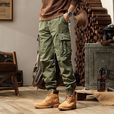 Japanese retro design overalls trousers casual trousers men's 2024 new versatile simple high street fashion loose_autovado.com