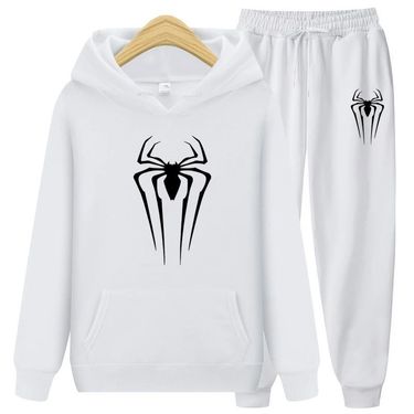 2024 Winter New Personalized Print Spider Pattern Couple Hooded Warm Sweater Set Youth Trendy Fashion_autovado.com