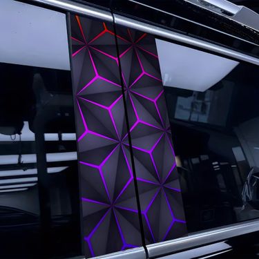 Geometric Square Car Center Column Window Trim Anti-Scratch Personalized Creative Decorative Sticker Protective Film_autovado.com