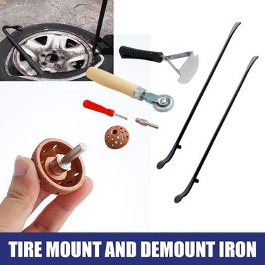7 Tools, Bar, Rocker, Tool, Compacting Wheel, Repair Scraper, Tire Removal Solid Black Pry Bar_autovado.com