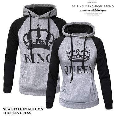 Men's Clothing autumn and winter new hooded pullover color matching couple sweatshirt_autovado.com
