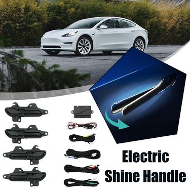 Suitable For Tesla's Updated 3/y Electric Luminous Handle, Four Door Modification, Automatic Ambient Light Handle_autovado.com