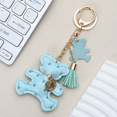 Ins Style Cute Necklace Bear Leather Key Pendant Creative Cartoon Ladies Bag Car Key Chain_autovado.com