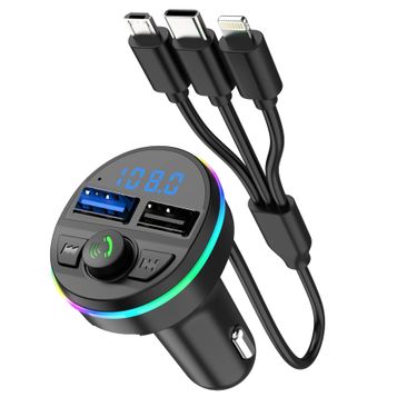 Private Model G45 Charger With Fast Charging, 3-in-1 Charging Cable, Car Cigarette Lighter, FM, Bluetooth 5.3_autovado.com