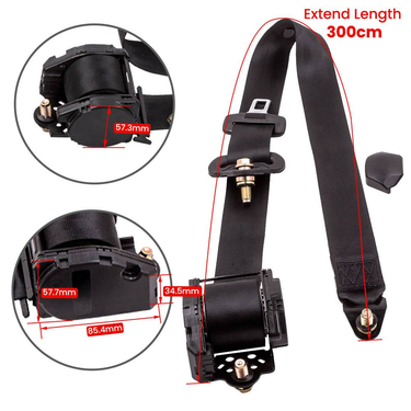 Retractable Adjustable Shoulder Seat Belt Universal 3 Point Safety Belts_autovado.com