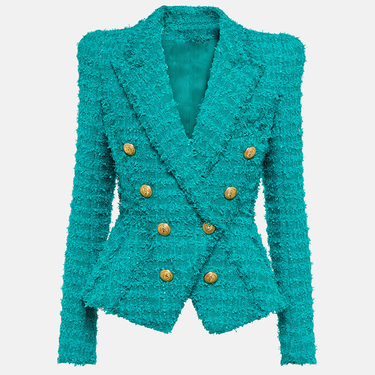 Women's New Style Star Fashion Fringed Tweed Slim Blazer_autovado.com