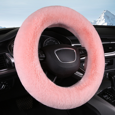 Rabbit Fur Car Steering Wheel Cover Winter Universal Rubber Ring Grip Anti-Slip Anti-Freeze Warm_autovado.com