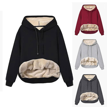 Women's Clothing warm pocket hooded sports sweatshirt jacket_autovado.com