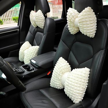 Car Headrest Neck Pillow Puff Car Seat Breathable Comfortable Headrest Internet Popular Car Interior Supplies Women_autovado.com