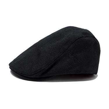 Hot Sale FLAT CAP Summer Mens Beret Linen Peaked Adjustable Newsboy Cap Breathable Vintage Solid Black Ivy Duckbill Hat_autovado.com