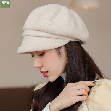 Hot Sale HT4270 Berets Women Solid Plain Autumn Winter Ladies Vintage Artist Painter Beret Hat Female Roll Brim Octagonal Cap_autovado.com