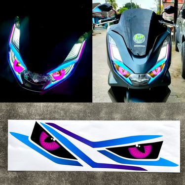 Suitable For PCX160 Headlights, 3D Demon Eye Decorative Motorcycle Stickers, Reflective Waterproof Stickers_autovado.com
