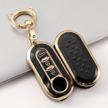 Applicable 3-key Fiat folding key case 500 Boyue Bravo Feixiang Iveco golden edge car key case_autovado.com
