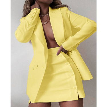 Women's Clothing fashion suit tops + short skirt two-piece suits _autovado.com