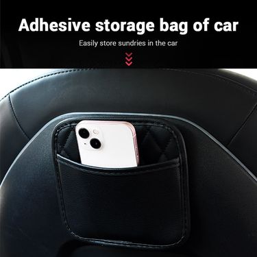 Car Leather Adhesive Hanging Phone Holder Car-mounted Creative Multifunctional Storage Box Trash Bag_autovado.com