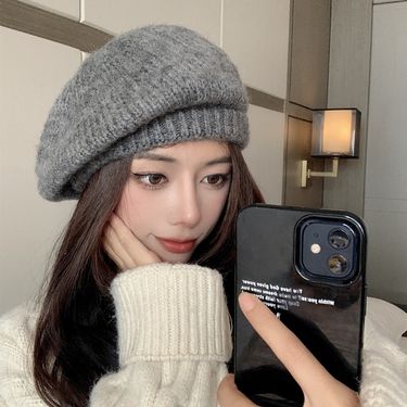 Hot Sale Solid Color Women Hat Vintage Woolen Knitted Warm Beret Girl Ladies Autumn Winter Artist Painter Cap_autovado.com