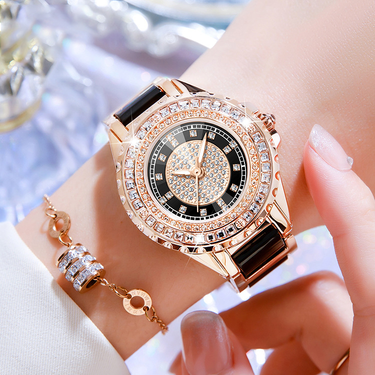 Watch for Women Ceramic Strap with Full Diamond Dial Quartz Ladies Fashion Watch Waterproof Stainless Steel Wristwatch_autovado.com