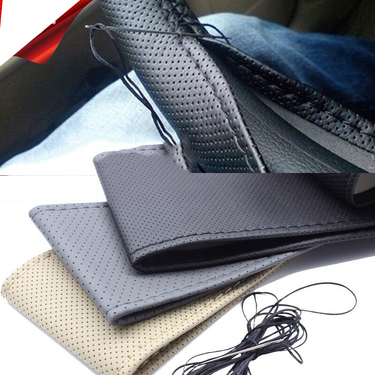 Car steering wheel cover Microfiber leather car handle cover hand sewing steering wheel handle cover four seasons steering cover car handle cover_autovado.com