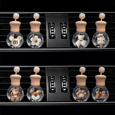 Cartoon milk tea car perfume bottle empty bottle Internet celebrity car air outlet aromatherapy clip ins decoration decoration supplies_autovado.com