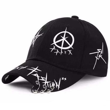 Hot Sale YOYOCORN New Student Young Men Women The Spring Summer Sun Hat And White Color Matching Pentagram Graffiti Baseball Cap_autovado.com