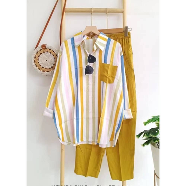 Women's Plus Size Women's Clothing Summer Slightly Fat MM Fashionable Loose Slim Comfortable Casual Striped Suit_autovado.com