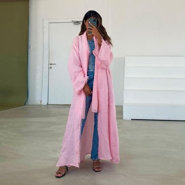 Women's Clothing Middle Eastern solid color modest long skirt modern fashion cotton and linen cardigan outer cloak Muslim abaya_autovado.com