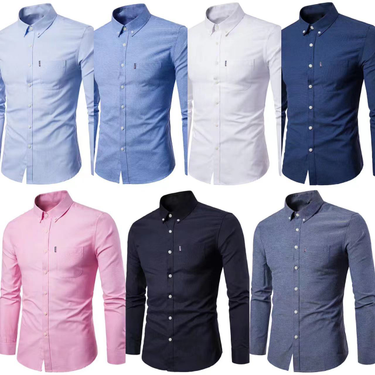 Men's long sleeve shirt Men's shirt Korean version of non-ironing slim solid color young casual men's wear_autovado.com