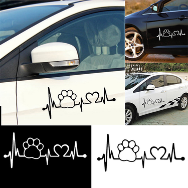 Heartbeat Dog Paw Creative Motorcycle Car Window Body Decoration Sticker Decal_autovado.com