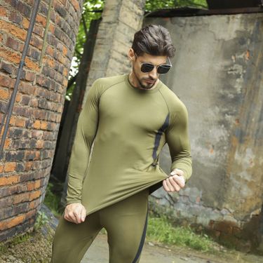 Men's Clothing outdoor tactical fleece thermal underwear set quick drying cycling fitness tight functional underwear sports suit_autovado.com