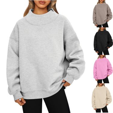 Women's sweatshirt long sleeve turtleneck pullover sweatshirt casual sweatshirt fleece top_autovado.com