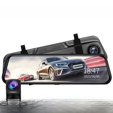 Car rearview mirror full-screen streaming media driving recorder HD night vision car reversing image 1080p all in one_autovado.com