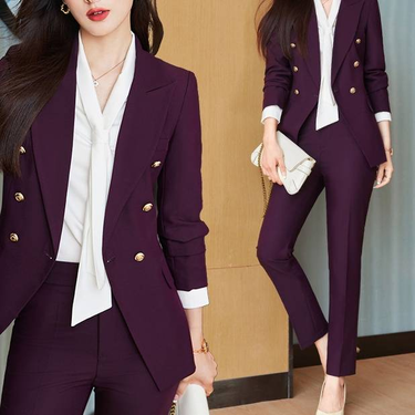 Women's Clothing New Fashion temperament business wear slim suit workwear set_autovado.com