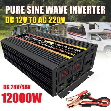 Jump Starter 10000W 12000W Pure Sine Wave DC12V 24V 48V To AC 220V Power Inverter For Solar System Home Outdoor RV Car_autovado.com