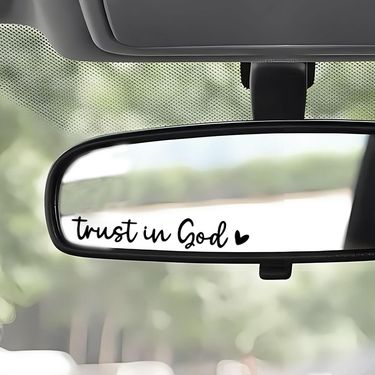 2 pack Trust in god car rearview mirror makeup mirror life decoration stickers_autovado.com