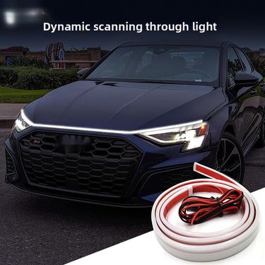 OKEEN Start Scan Through Daytime Running Lights Car Dynamic LED Super Bright Dual Mode Engine Hood Light Strip_autovado.com