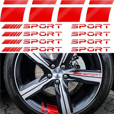 12pcs Decal Reflective Stickers Waterproof Red Car Wheel Rim Stripe 18-21inch_autovado.com