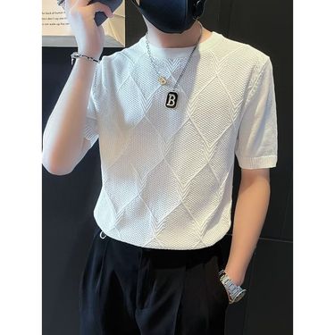 Men's clothing Summer men's clothing for young men, high-weight trendy short-sleeved T-shirts, bottoming shirts_autovado.com