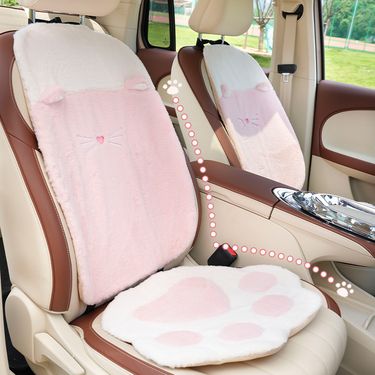 Car seat cushion plush cute cat PAWS ladies car decorative seat cushion winter warm car seat cover_autovado.com