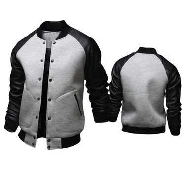 Men's Clothing supply new large pocket leather sleeve men's baseball jacket stand collar jacket J04_autovado.com