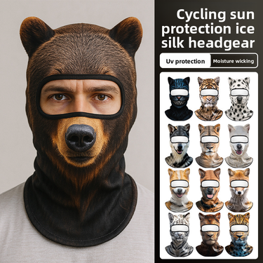 Sun Quick-Dry Motorcycle Dustproof Sunshade Breathable Face Mask Animal Series UV Protection Ice Silk Head Cover_autovado.com